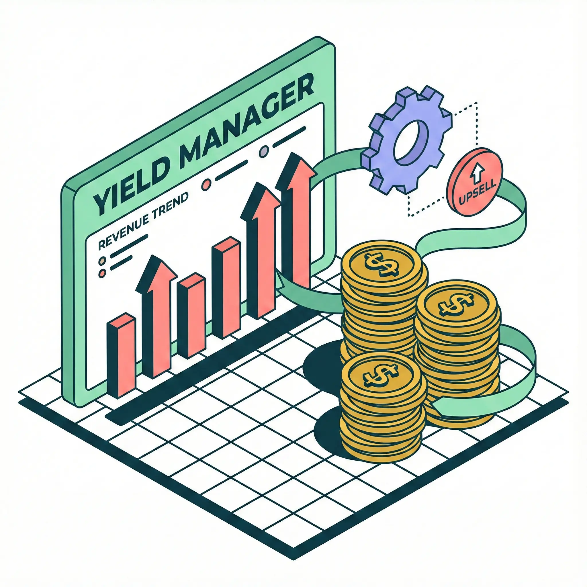 Isometric fintech illustration of a 24/7 digital reception hub