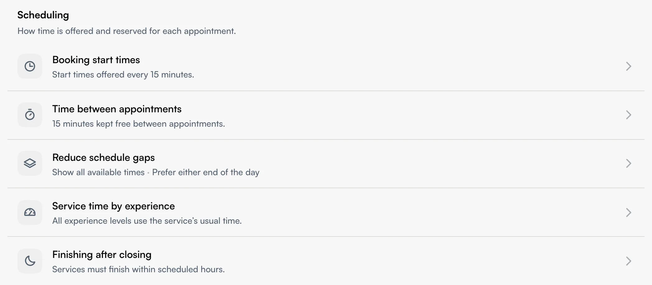 Separate controls for Booking start times and Time between appointments