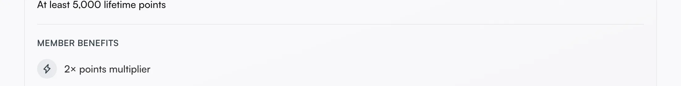 A tier card on the tiers page showing its requirements, member benefits, and the customer count