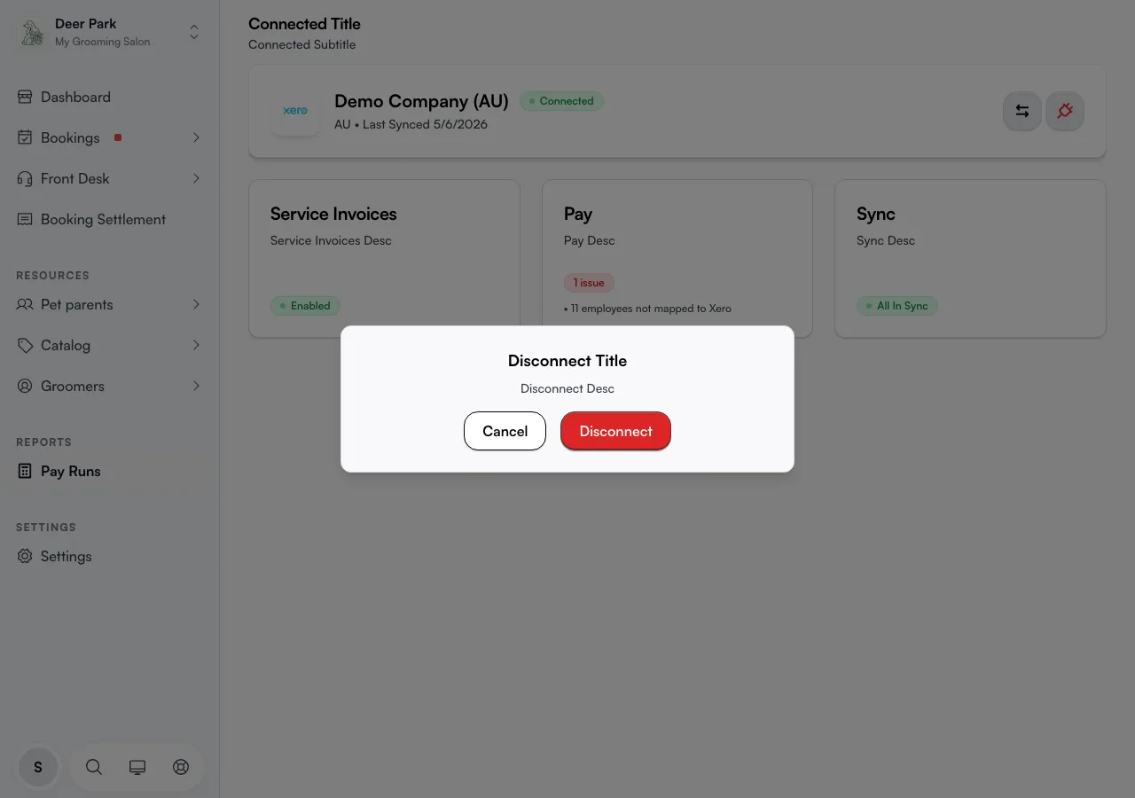 The disconnect confirmation dialog