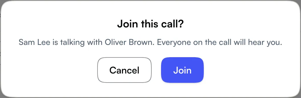 Join this call? Sam Lee is talking with Oliver Brown. Everyone on the call will hear you.