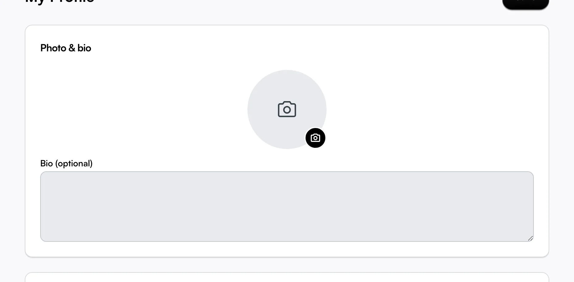 The round photo at the top of the page and the Bio text box in the Details card