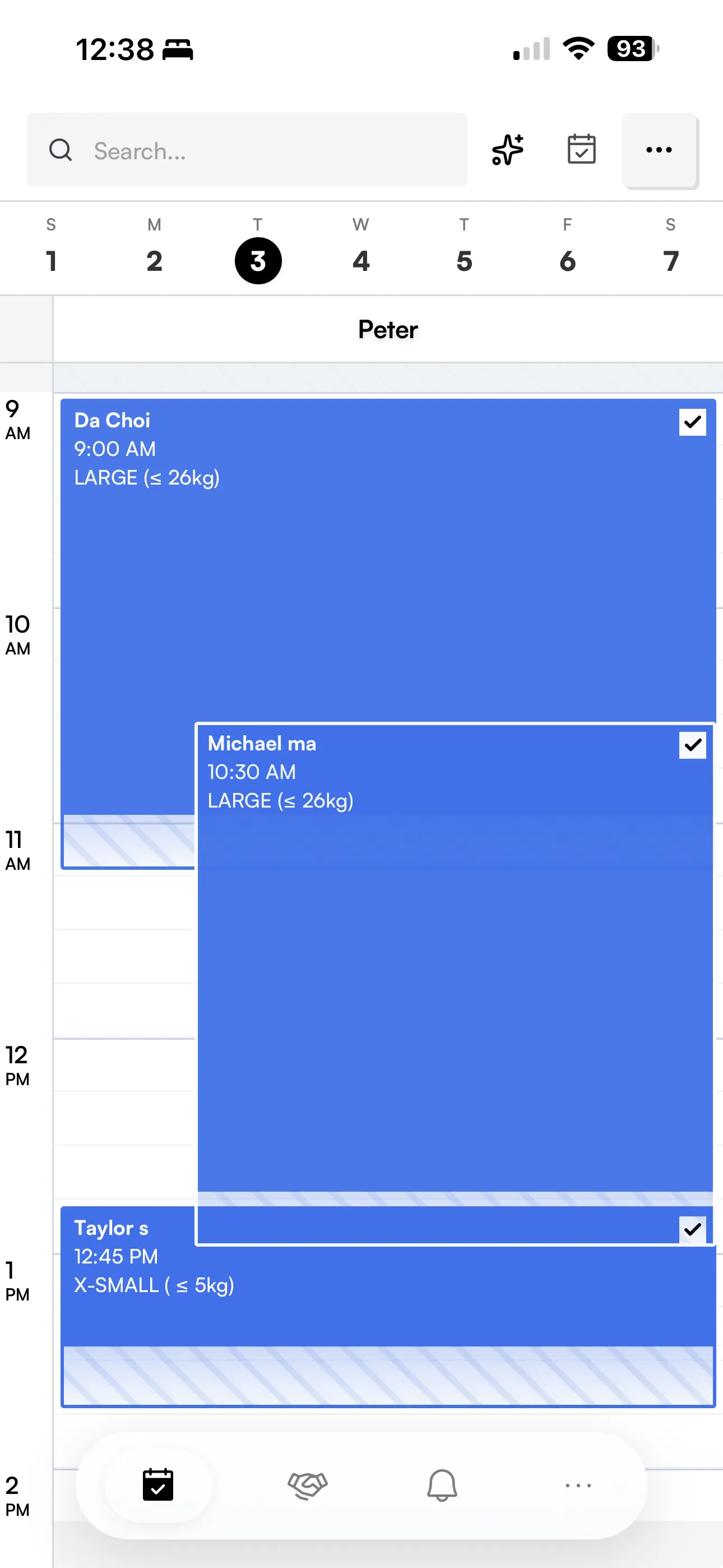 Seglo appointment calendar on iPhone